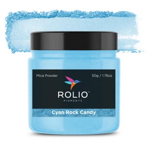 Mica Powder Cyan Rock Candy Color Pigment Powder for Epoxy Resin, Silicone, Nail Polish, Makeup, Candle Making, Bath Bombs, Soap, Paint