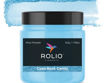 Mica Powder Cyan Rock Candy Color Pigment Powder for Epoxy Resin, Silicone, Nail Polish, Makeup, Candle Making, Bath Bombs, Soap, Paint