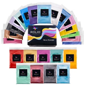 Mica Powder 24 bags of 5g Color Pigment Powder for Epoxy Resin, Silicone, Nail Polish, Makeup, Candle Making, Bath Bombs, Soap Making, Paint