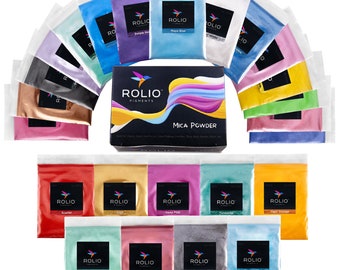 Mica Powder 24 bags of 5g Color Pigment Powder for Epoxy Resin, Silicone, Nail Polish, Makeup, Candle Making, Bath Bombs, Soap Making, Paint