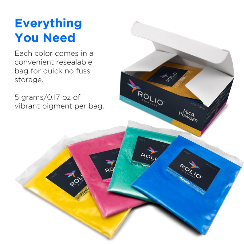 Mica Powder 15 bags of 5g Color Pigment Powder for Epoxy Resin, Silicone, Nail Polish, Makeup, Candle Making, Bath Bombs, Soap, Paint image 6