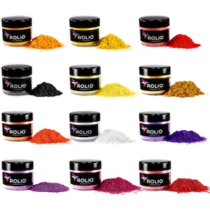 Mica Powder - Tropical Sunset Set 12 Pigments for Epoxy Resin, Silicone, Nail Polish, Makeup, Candle Making, Bath Bombs, Soap Making, Paint