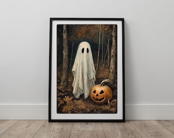 Ghosts Playing Cards Halloween Art Print, Spooky Casino Digital Wall Art | Fun Vintage-Inspired Ghost Decor | Halloween Decorations for Home