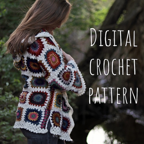 Granny Square Rebecca Jacket Digital Crochet Pattern