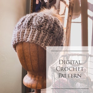 Cable Crochet Beanie Pattern, Crochet Hat,