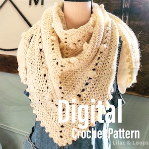 CROCHET PATTERN, Jaqueline Triangle Scarf, Crochet Shawl, Triangle Shawl Triangle, Scarf, Crochet Wrap