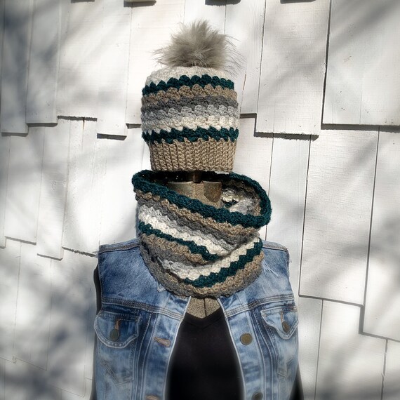 Crochet Hat and Cowl Set (cool Grey) - Etsy display picture 1