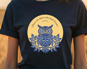Proverbs 3:13 Owl Wisdom Bible Verse Printable | Christian Wall Art Digital Download SVG PNG PDF Jpg