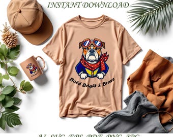 Patriotic Dog PNG Clipart: USA Puppy Sublimation Design (Digital Download)