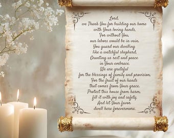 Psalm 127 Home Blessing Prayer Scroll Printable - Vintage Bible Verse - Digital Download - Christian Wall Art