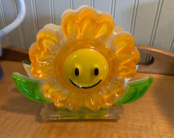 LUCITE SMILEY FACE Sunshiny Napkin Holder