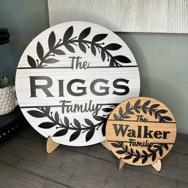 Family Name Table Sign / Shelf Sitter / Tiered Tray Decor / Wooden 3D Sign / Mini Round Sign / Entry Table Decor / Housewarming Gift