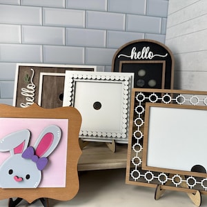 Frames for 4.25 Inserts / 4.25x4.25 Opening for Interchangeable signs / Seasonal - Year Long Shelf or Mantel Decor