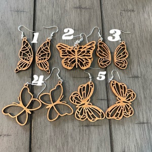 Wood Butterfly Earrings - Etsy