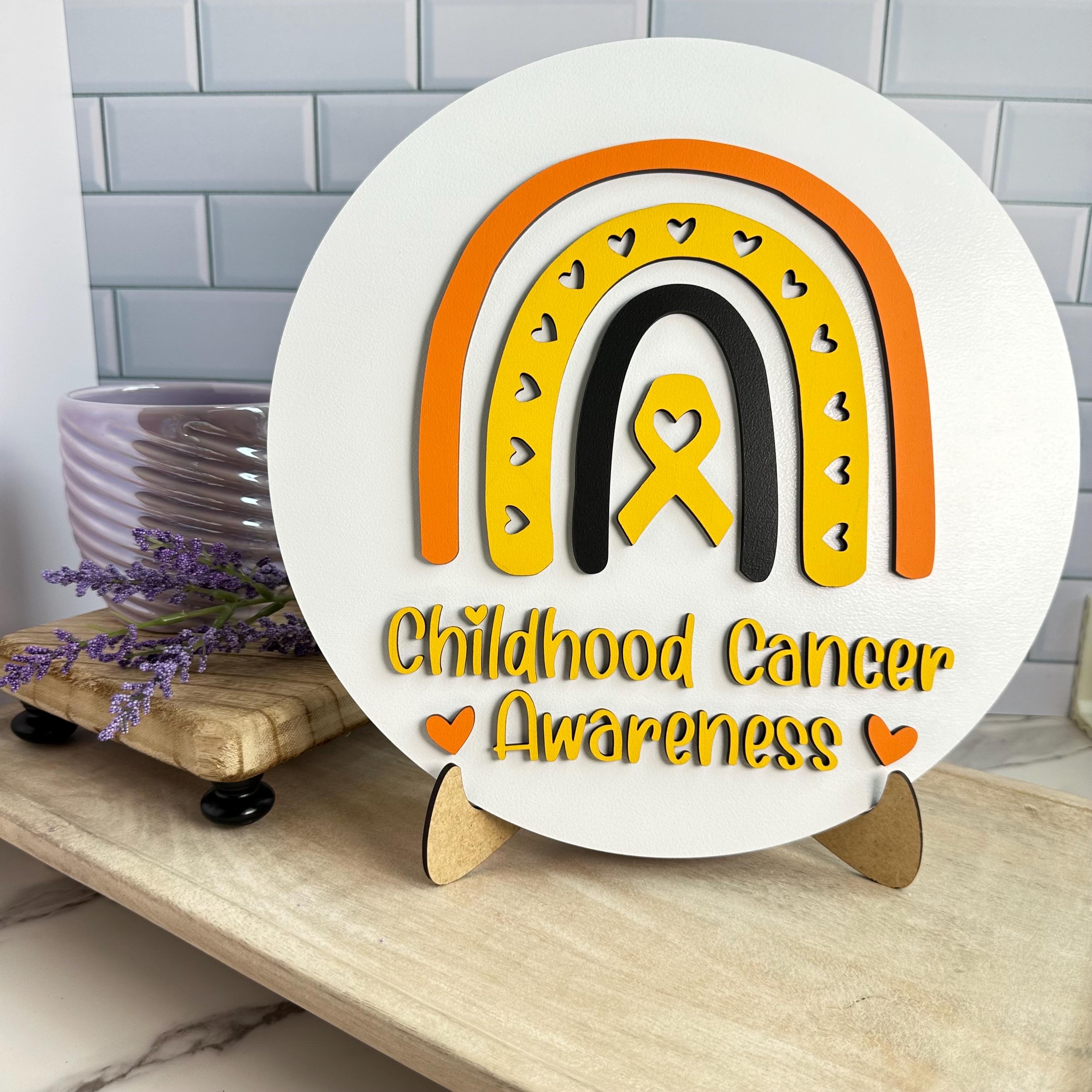 Customizable Cancer Sign Childhood Cancer Awareness Decor / Table Sign / Shelf Sitter / Tiered ...