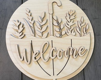 DIY Wood Round Kit / 3D Wooden Blanks / Unfinished Wood / Paint Party / Summer Sign Kit / Welcome Umbrella / Wreath Attachment Kit