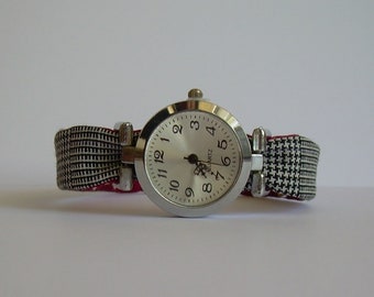 Retro style watch with fabric band. Textile bracelet watch by buyitjustbecause.