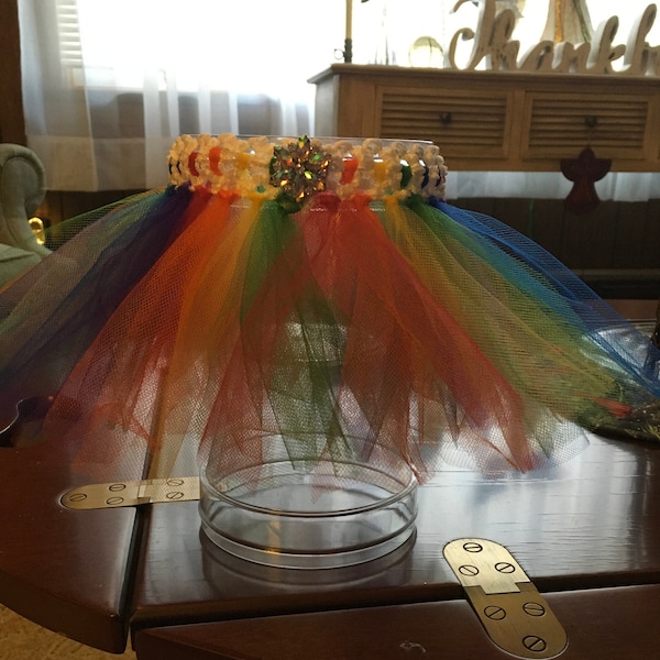 Rainbow Tutu with White Band