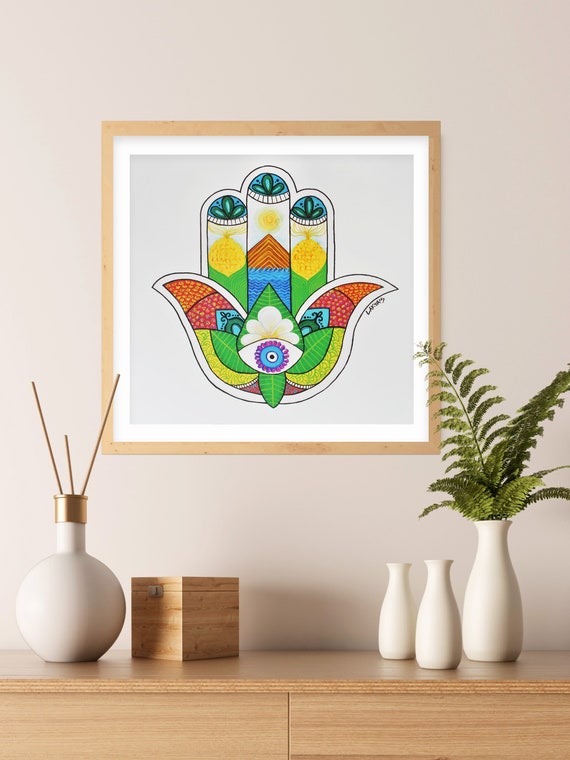 Nicaraguan Hamsa  12x12 Print of Original Work Canvas