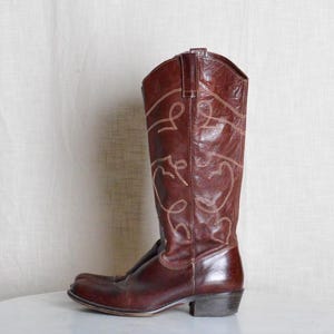 Y2k bruine leren cowboylaarzen in westernstijl EU 37