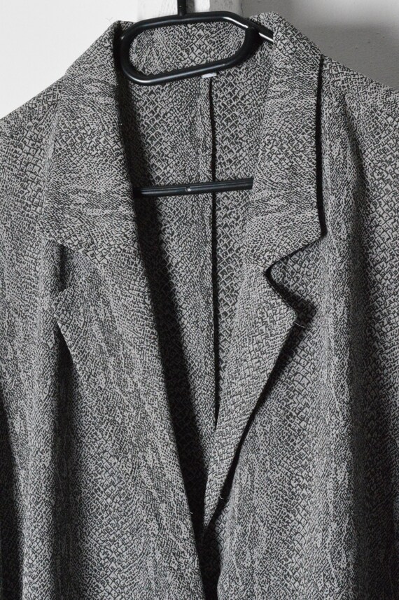 Vintage 80s Grey Snake Print Blazer Style Blouse … - image 7