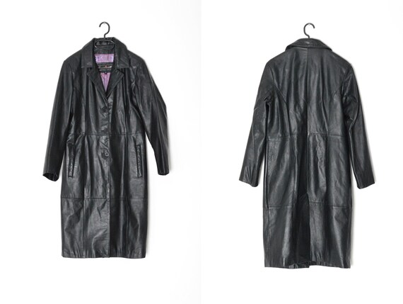 Vintage 90s Black Minimalist Grunge Matrix Long Le