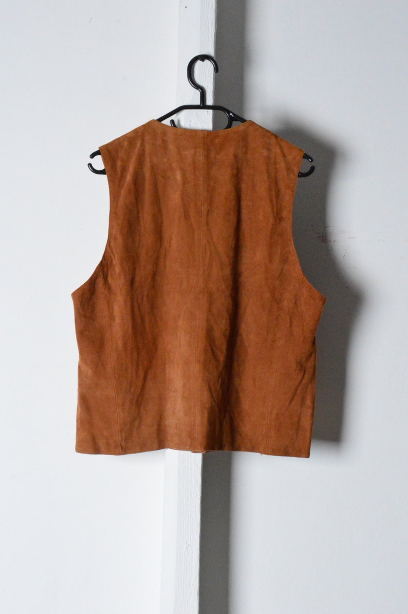 Vintage 80s Caramel Brown Leather Vest Size M L
