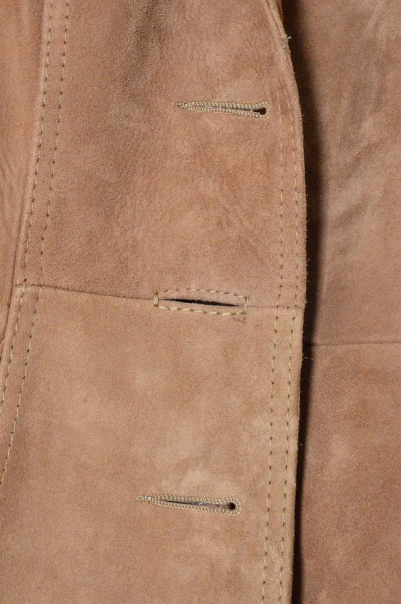 Vintage 70s Camel Brown Suede Leather Warm Winter… - image 7