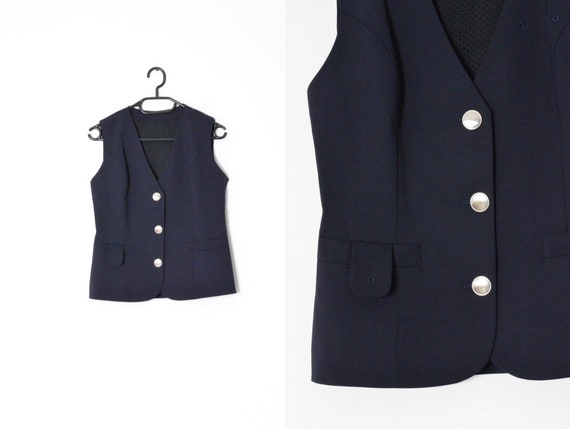 Buy Vintage 90s Navy Blue Wool Blend Minimalist Preppy Work Wear 