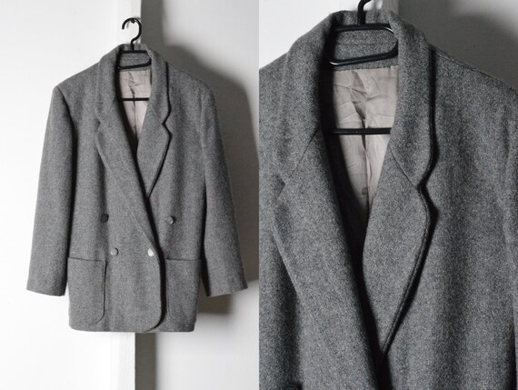 Vintage 80s Grey Minimalist Blazer Style Jacket Si