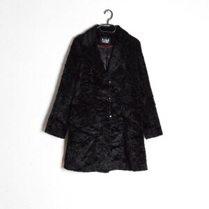 Y2K Black Faux Fur Mink Classic Coat Size Extra Large XL