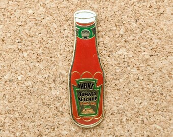 épingle en émail pour bouteille de ketchup ronde tomate Heinz vintage