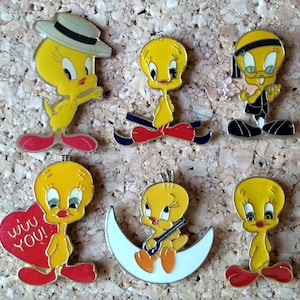 Vintage Looney Tunes Tweety pines: I wuv you, hipster Tweety Bird, esquiar pins de esmalte Tweety