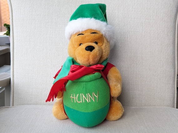 Vintage Winnie the Pooh Plush Christmas Pooh Bear With Honey Pot Present Stuffed Animal Etsy UK