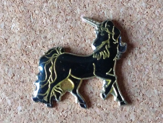 Vintage Unicorn pins: Red & black unicorn enamel … - image 6