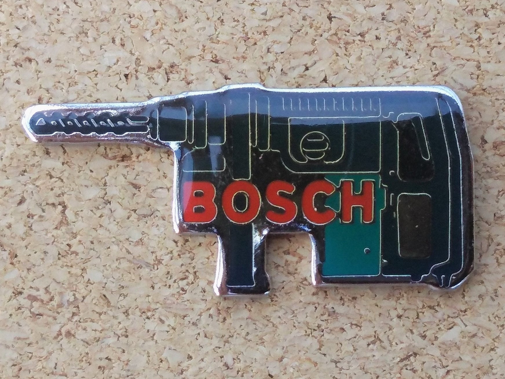 Vintage Bosch green drill enamel pin