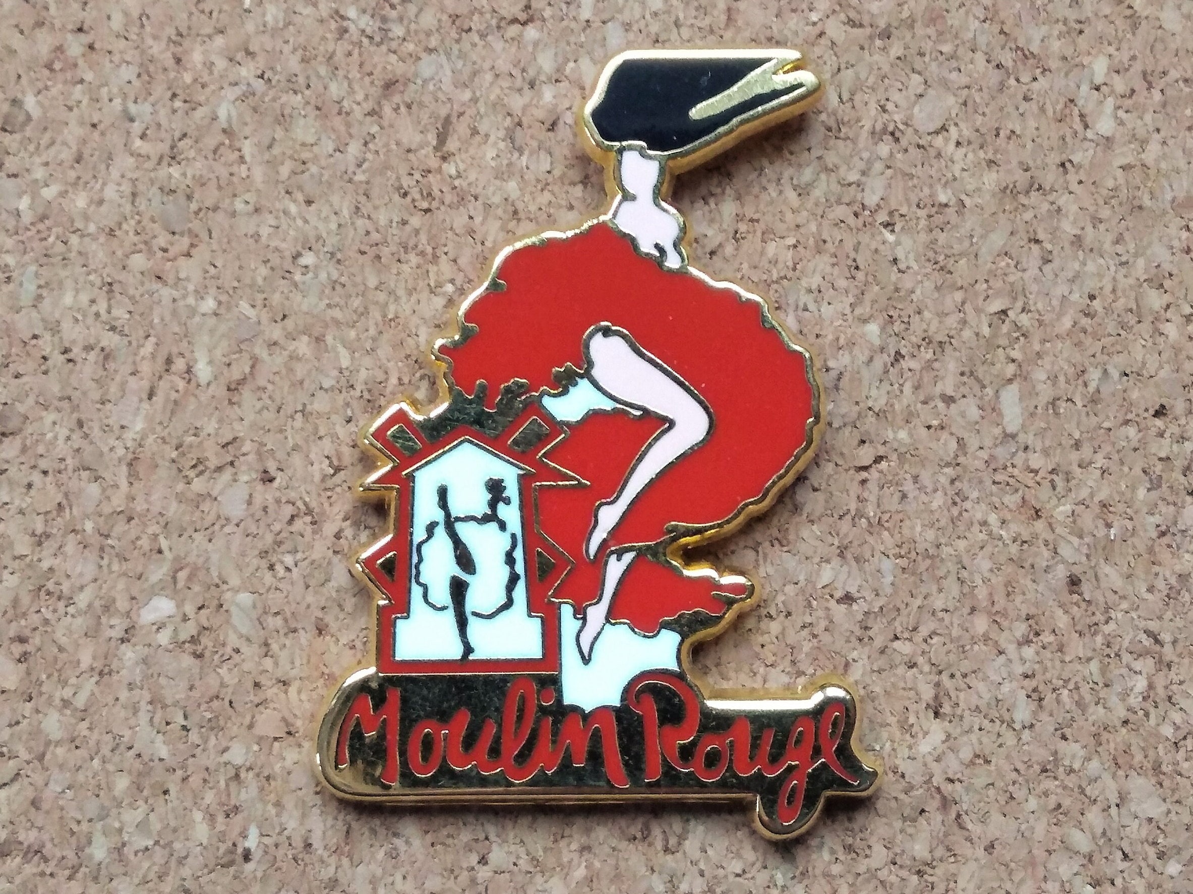Pendentif Souvenir Publicitaire Doré Du Moulin Rouge - Occasion Bon État - Alliage