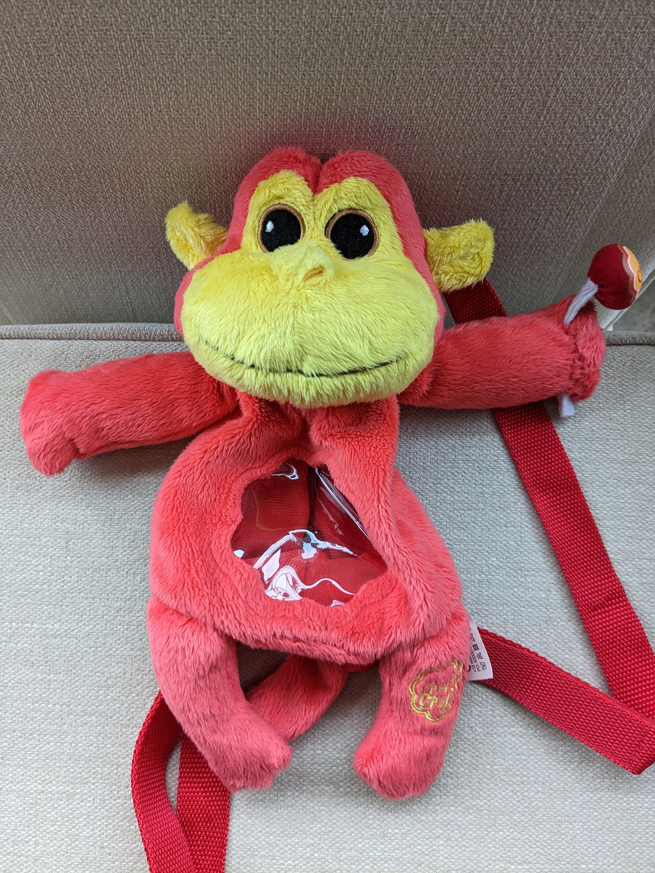 ［L.B CANDY STOCK]スカラップビジューアタッチドジャケット Vintage Chupa Chups Red Monkey With Lollipop Plush Backpack - Etsy
