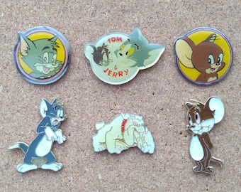 Vintage Tom en Jerry pins: Tom the Cat, Jerry the Mouse & Spike the Dog enamel pins