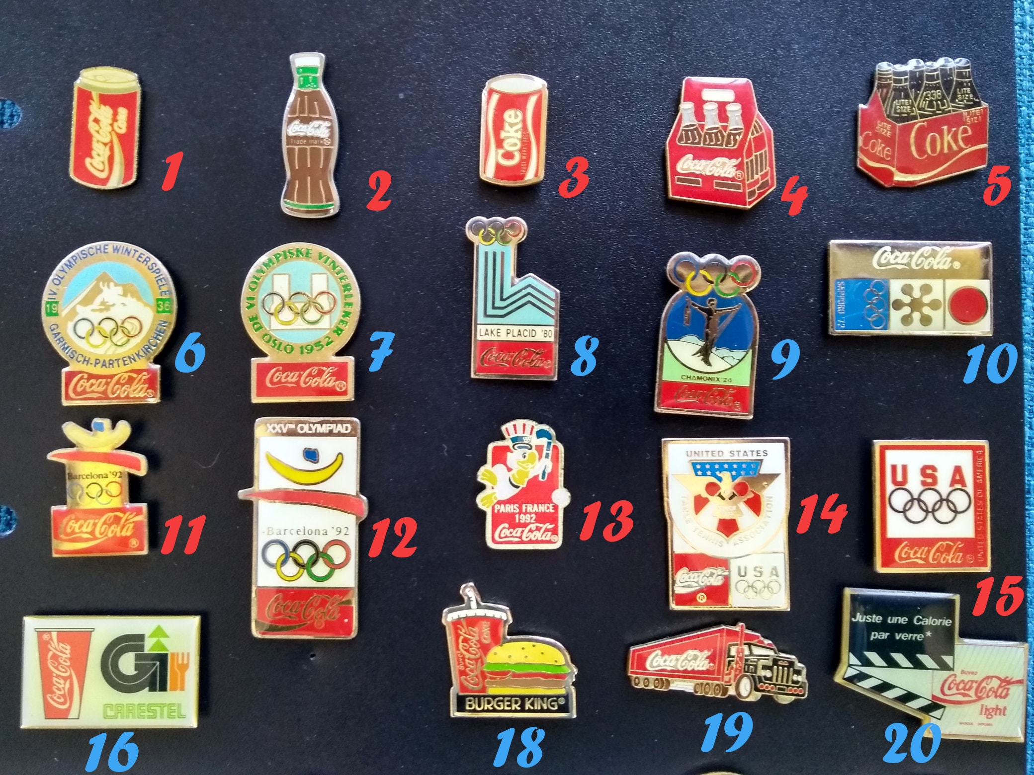 Huge Variety of Vintage Coca-cola Pins: Ice Cold, Cola Bottle