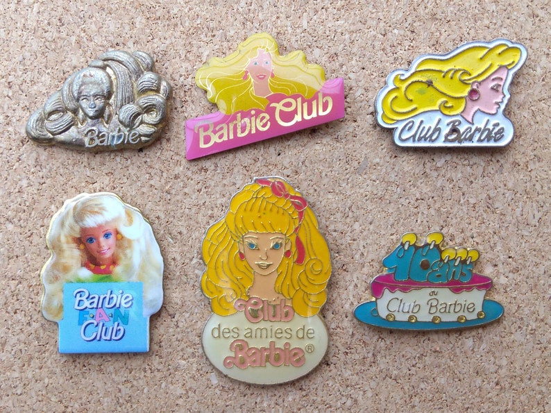 Vintage Barbie pins: Barbie fan club, dressed up Barbie Doll & Barbie anniversary enamel pins image 1