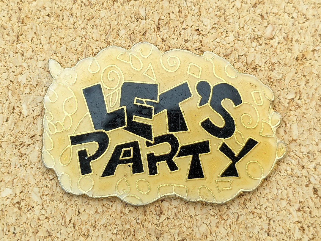 Vintage Let's Party Text Enamel Pin - Etsy