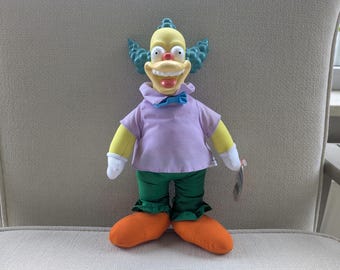 Vintage Die Simpsons: Krusty der Clown Stoffpuppe mit Vinyl Kopf