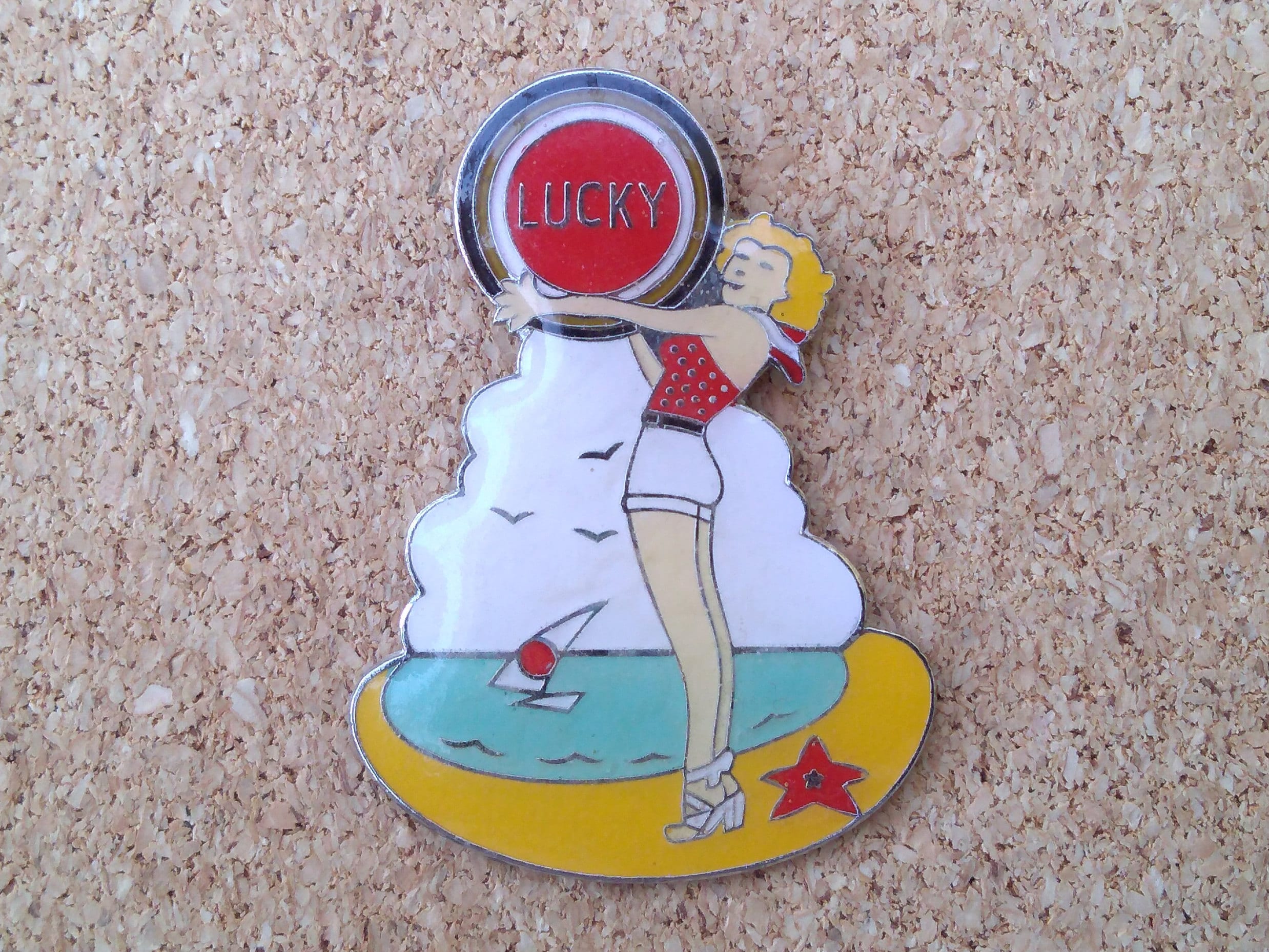 Vintage Lucky Strike Cigarettes Pin-up Girl Pins: Army Jeep 