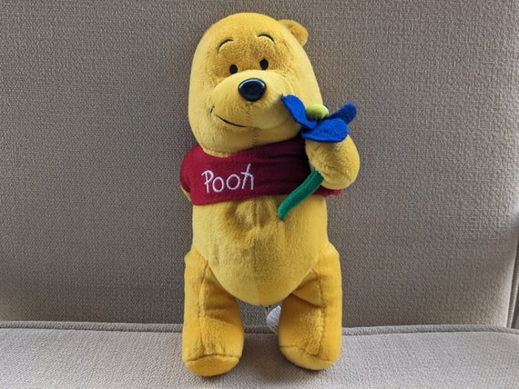 Vintage Winnie the Pooh Plush Pooh Bear With Blue Flower Stuffed Animal Etsy UK