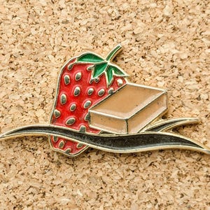 Vintage chocolate strawberry enamel pin