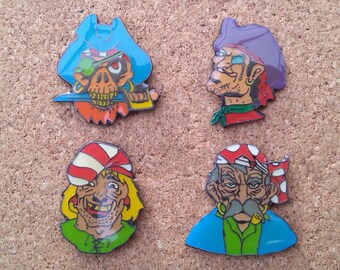 Vintage Piraten Pins: Schädel Piraten, Monocle Meer Räuber, blond und alten Piraten Emaille Stifte