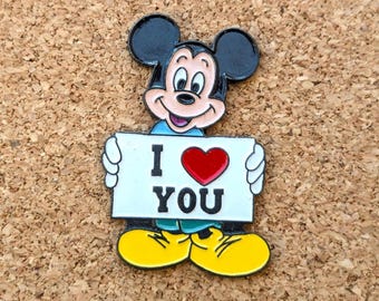 Vintage Micky Maus I Love You Emaille Pin