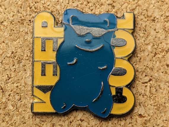 Vintage Keep Cool blue gummy bear enamel pin - image 1