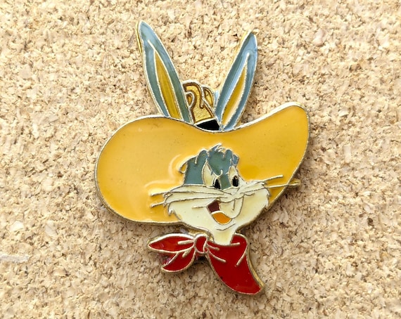 Vintage Looney Tunes Bugs Bunny cowboy hat enamel… - image 1